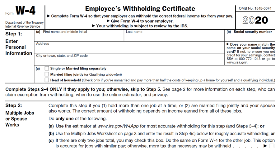 Businesses Must Use New Form W-4 Starting January 1, 2020